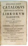 VOGT, JOHANN. Catalogus historico-criticus librorum rariorum. 1753